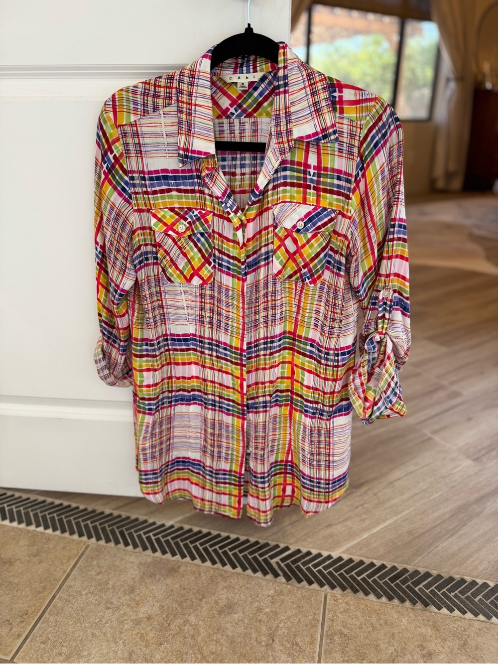 CAbi Multicolor Plaid Button-Up Shirt